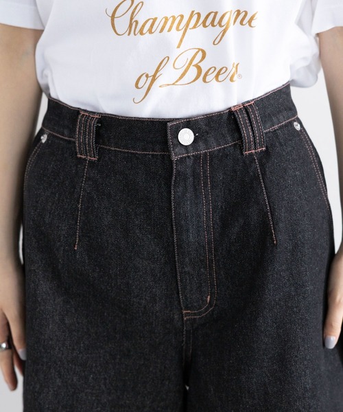 RAGEBLUE（レイジブルー）の「＜セットアップ対応＞ステッチデザイン/デニムハーフパンツ（デニムパンツ・レディース・ネイビー/ブラック・FREE）」の18枚目の写真