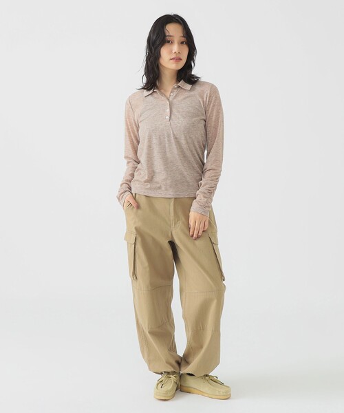 B:MING by BEAMS（ビーミングバイビームス）の「シアー ポロ ロングスリーブ Tシャツ（ポロシャツ・レディース・グレー/ダークブラウン/ブラウン系その他・ONE SIZE）」の5枚目の写真