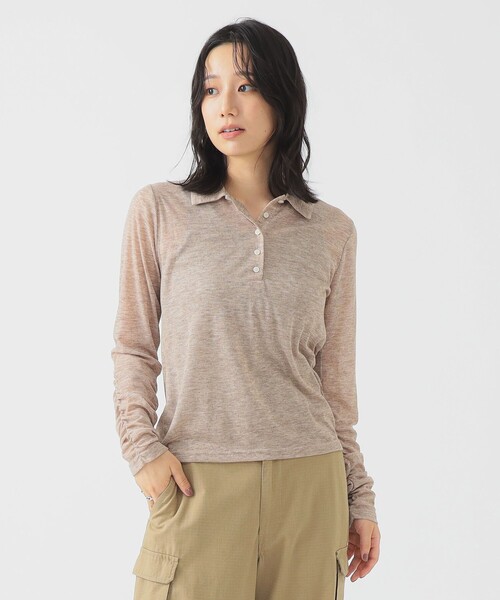 B:MING by BEAMS（ビーミングバイビームス）の「シアー ポロ ロングスリーブ Tシャツ（ポロシャツ・レディース・グレー/ダークブラウン/ブラウン系その他・ONE SIZE）」の8枚目の写真