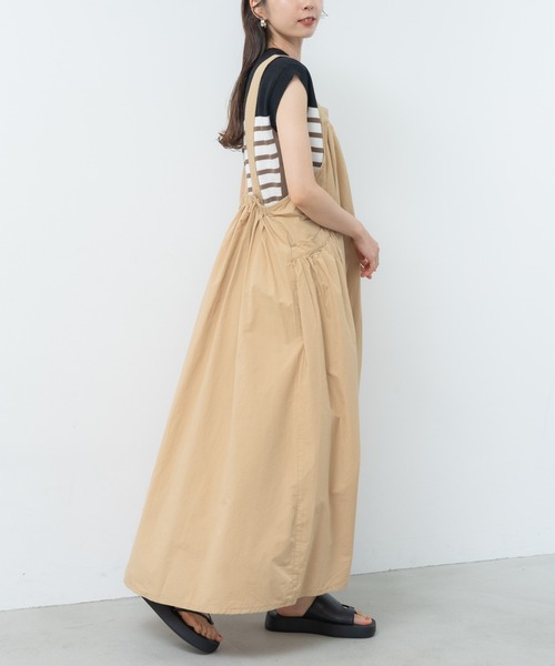 refinedworks（リファインドワークス）の「【refinedworks】ゆるっと可愛い サロペスカート！（サロペット/オーバーオール・レディース・ベージュ/ブラック・FREE）」の5枚目の写真