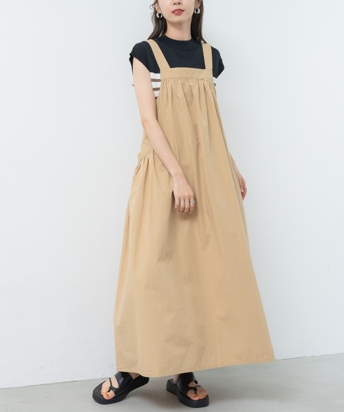 refinedworks（リファインドワークス）の「【refinedworks】ゆるっと可愛い サロペスカート！（サロペット/オーバーオール・レディース・ベージュ/ブラック・FREE）」の8枚目の写真