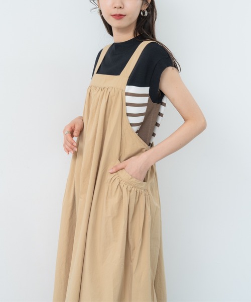 refinedworks（リファインドワークス）の「【refinedworks】ゆるっと可愛い サロペスカート！（サロペット/オーバーオール・レディース・ベージュ/ブラック・FREE）」の15枚目の写真