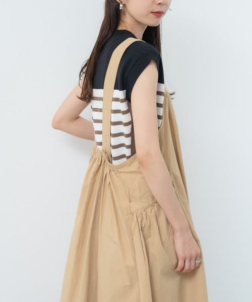 refinedworks（リファインドワークス）の「【refinedworks】ゆるっと可愛い サロペスカート！（サロペット/オーバーオール・レディース・ベージュ/ブラック・FREE）」の16枚目の写真