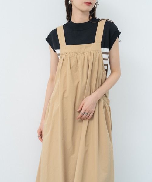 refinedworks（リファインドワークス）の「【refinedworks】ゆるっと可愛い サロペスカート！（サロペット/オーバーオール・レディース・ベージュ/ブラック・FREE）」の17枚目の写真