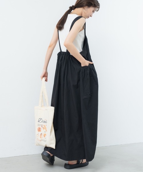 refinedworks（リファインドワークス）の「【refinedworks】ゆるっと可愛い サロペスカート！（サロペット/オーバーオール・レディース・ベージュ/ブラック・FREE）」の11枚目の写真