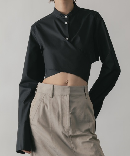 CINOH（チノ）の「SUPIMA C/PE/PU SHORT SHIRT（シャツ/ブラウス・レディース・ブラック・36）」の14枚目の写真
