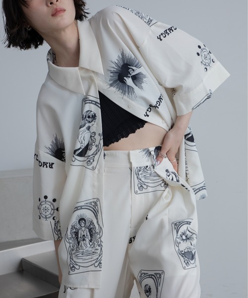 オリジナルタロット風アート柄オーバーシャツ/SETUP（シャツ/ブラウス