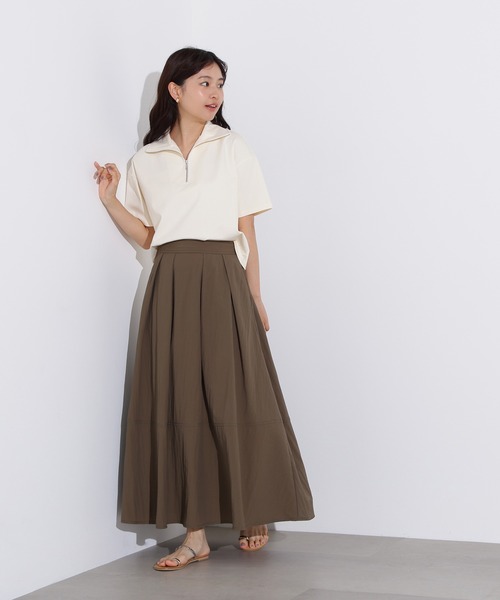 N.（N. Natural Beauty Basic）（エヌエヌナチュラルビューティーベーシック）の「ボリュームフレアスカート（スカート・レディース・ブラック/カーキ/オフホワイト・MEDIUM）」の6枚目の写真