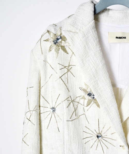 RUMCHE(ラムシェ)の「Beads Embroidery Tweed Jacket / ビーズエンブロイダリーツイードジャケット(テーラードジャケット・レディース・ホワイト・FREE)」の8枚目の写真