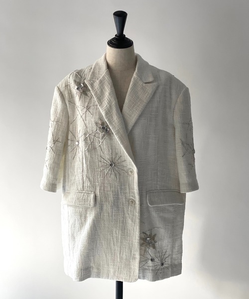 RUMCHE(ラムシェ)の「Beads Embroidery Tweed Jacket / ビーズエンブロイダリーツイードジャケット(テーラードジャケット・レディース・ホワイト・FREE)」の6枚目の写真