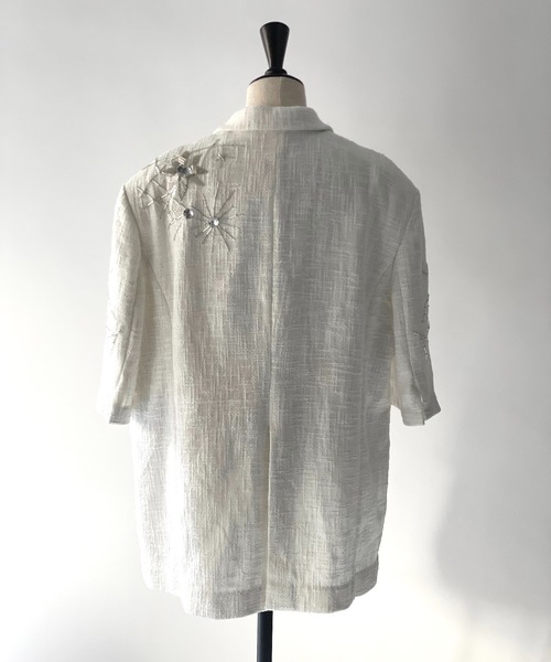 RUMCHE(ラムシェ)の「Beads Embroidery Tweed Jacket / ビーズエンブロイダリーツイードジャケット(テーラードジャケット・レディース・ホワイト・FREE)」の4枚目の写真