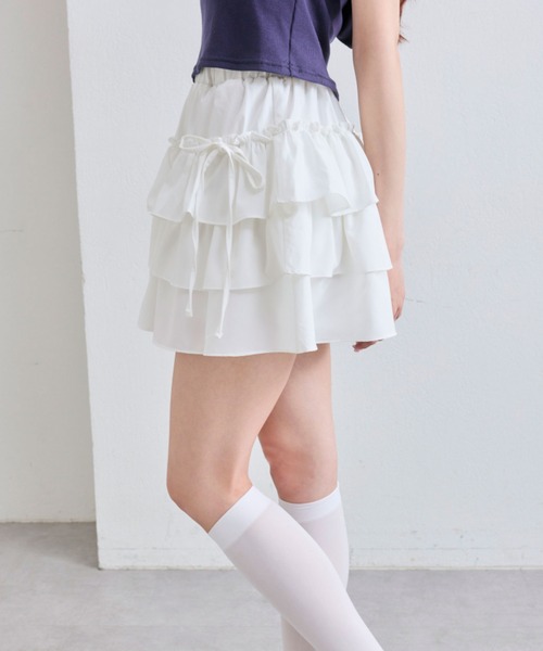 OLIVE des OLIVE（オリーブデオリーブ）の「リボン付きぷりぷりミニスカート（スカート・レディース・ブラック/ブラウン/オフホワイト・FREE）」の5枚目の写真