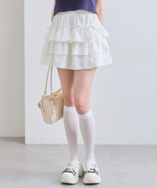 OLIVE des OLIVE（オリーブデオリーブ）の「リボン付きぷりぷりミニスカート（スカート・レディース・ブラック/ブラウン/オフホワイト・FREE）」の6枚目の写真