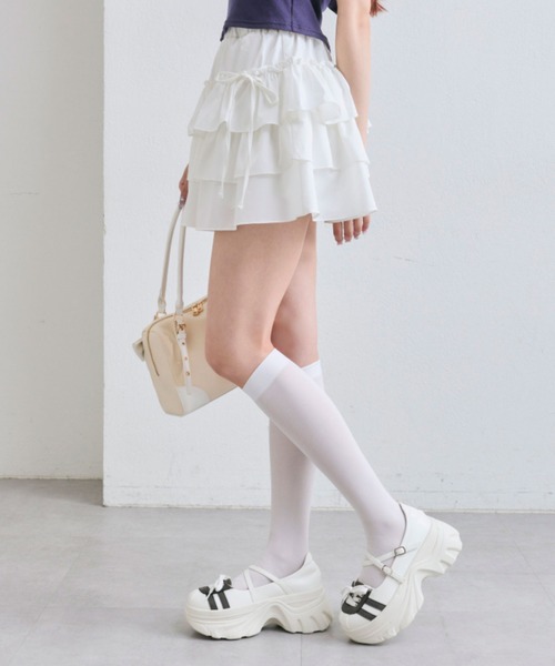 OLIVE des OLIVE（オリーブデオリーブ）の「リボン付きぷりぷりミニスカート（スカート・レディース・ブラック/ブラウン/オフホワイト・FREE）」の7枚目の写真