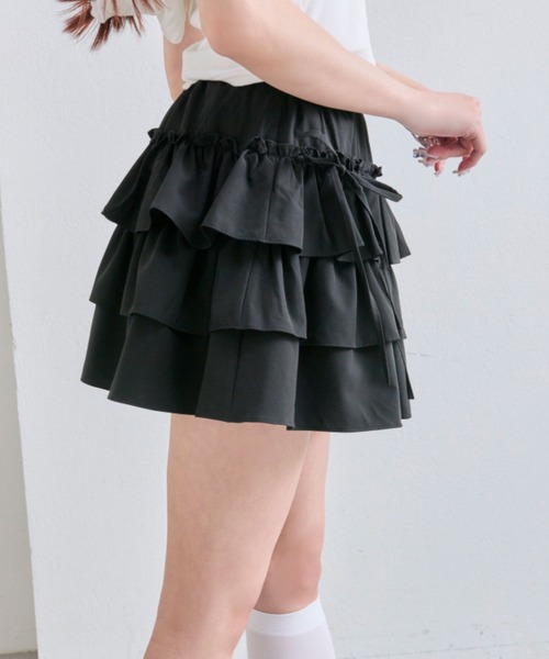 OLIVE des OLIVE（オリーブデオリーブ）の「リボン付きぷりぷりミニスカート（スカート・レディース・ブラック/ブラウン/オフホワイト・FREE）」の14枚目の写真