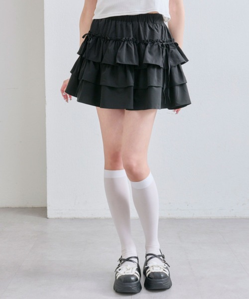 OLIVE des OLIVE（オリーブデオリーブ）の「リボン付きぷりぷりミニスカート（スカート・レディース・ブラック/ブラウン/オフホワイト・FREE）」の15枚目の写真