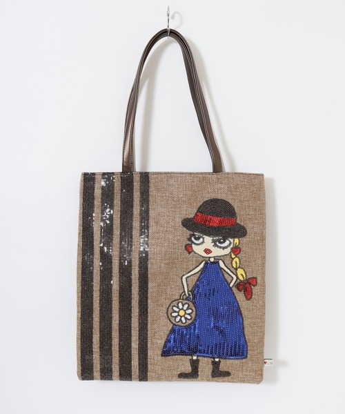 ★★LALA⭐⭐です！タンバリンbordeauxトートバッグハンドメイド リボン刺繍トートバッグ[品番：OUTW0000106]｜Outfitter lab