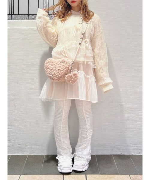 merry jenny（メリージェニー）の「透かし編みリボンニット（ニット/セーター・レディース・アイボリー/グレー/ピンク・FREE）」の8枚目の写真