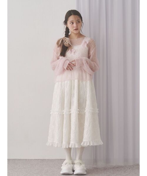 merry jenny（メリージェニー）の「透かし編みリボンニット（ニット/セーター・レディース・アイボリー/グレー/ピンク・FREE）」の14枚目の写真