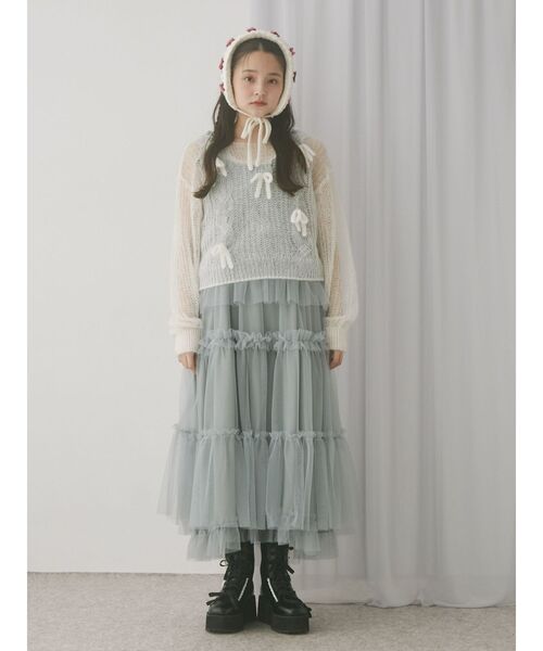 merry jenny（メリージェニー）の「透かし編みリボンニット（ニット/セーター・レディース・アイボリー/グレー/ピンク・FREE）」の18枚目の写真