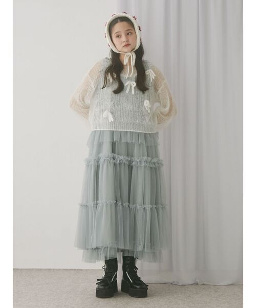 merry jenny（メリージェニー）の「透かし編みリボンニット（ニット/セーター・レディース・アイボリー/グレー/ピンク・FREE）」の19枚目の写真