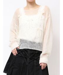 透かし編みリボンニット