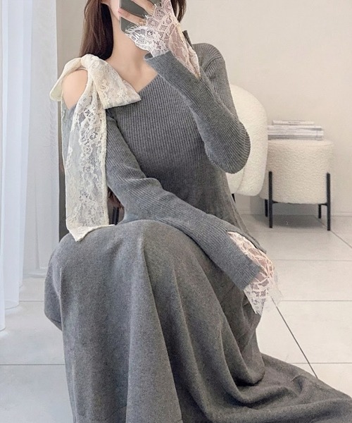 セール】【mily bilet】華やかリボンで映える◎レースリボン使いワン