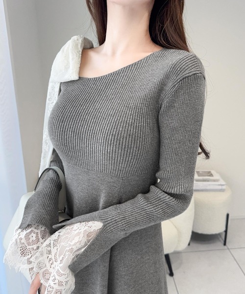 セール】【mily bilet】華やかリボンで映える◎レースリボン使いワン