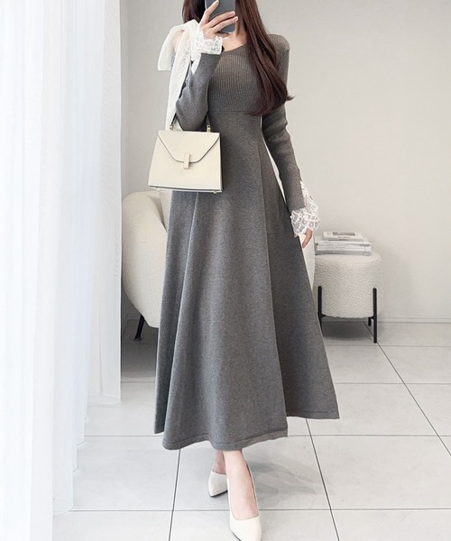 セール】【mily bilet】華やかリボンで映える◎レースリボン使いワン