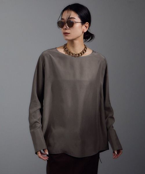 SALON adam et rope'（サロン アダム エ ロペ）の「[25AW]GENTLE SILK ロングスリーブプルオーバー【セットアップ対応・洗える】（シャツ/ブラウス・レディース・ブラック/ブラウン系その他2/ピンク系その他2・FREE）」の3枚目の写真