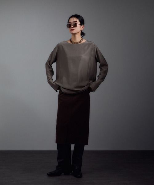 SALON adam et rope'（サロン アダム エ ロペ）の「[25AW]GENTLE SILK ロングスリーブプルオーバー【セットアップ対応・洗える】（シャツ/ブラウス・レディース・ブラック/ブラウン系その他2/ピンク系その他2・FREE）」の6枚目の写真