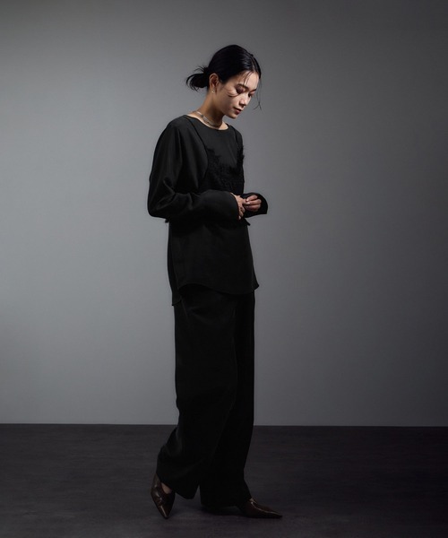 SALON adam et rope'（サロン アダム エ ロペ）の「[25AW]GENTLE SILK ロングスリーブプルオーバー【セットアップ対応・洗える】（シャツ/ブラウス・レディース・ブラック/ブラウン系その他2/ピンク系その他2・FREE）」の7枚目の写真