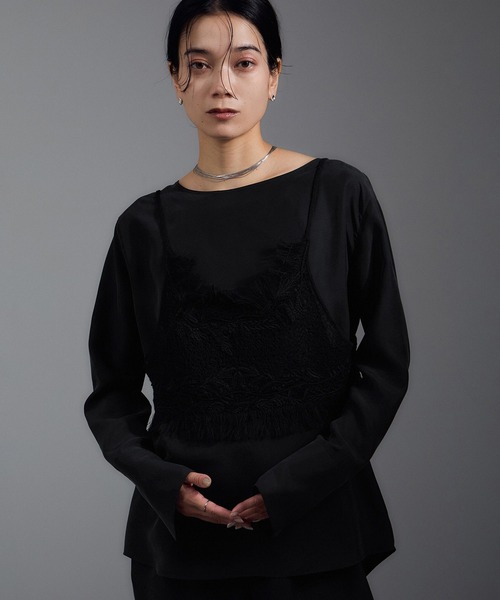 SALON adam et rope'（サロン アダム エ ロペ）の「[25AW]GENTLE SILK ロングスリーブプルオーバー【セットアップ対応・洗える】（シャツ/ブラウス・レディース・ブラック/ブラウン系その他2/ピンク系その他2・FREE）」の8枚目の写真