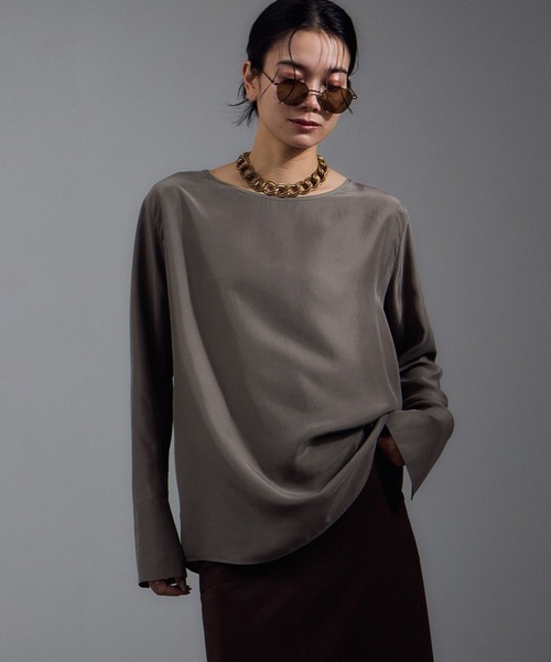 SALON adam et rope'（サロン アダム エ ロペ）の「[25AW]GENTLE SILK ロングスリーブプルオーバー【セットアップ対応・洗える】（シャツ/ブラウス・レディース・ブラック/ブラウン系その他2/ピンク系その他2・FREE）」の12枚目の写真