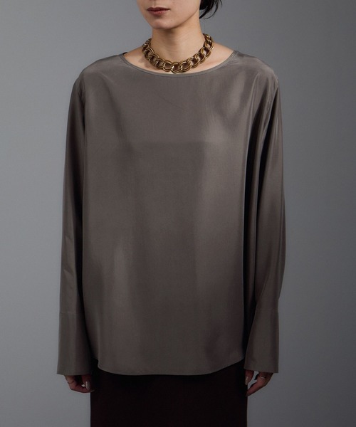 ブラウス シャツ 「25AW」GENTLE SILK ロングスリーブプルオーバー「セットアップ対応・洗える」 レディース 25AW]GENTLE SILK ロングスリーブプルオーバー【セットアップ