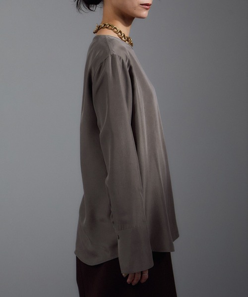 SALON adam et rope'（サロン アダム エ ロペ）の「[25AW]GENTLE SILK ロングスリーブプルオーバー【セットアップ対応・洗える】（シャツ/ブラウス・レディース・ブラック/ブラウン系その他2/ピンク系その他2・FREE）」の20枚目の写真