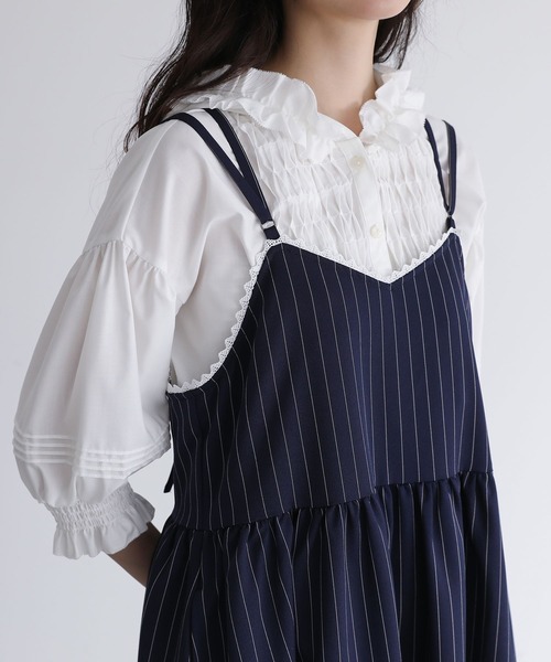 somari imagination（ソマリ イマジネーション）の「『ピンストライプキャミワンピース』（ワンピース・レディース・ネイビー/グレー・2/1）」の6枚目の写真