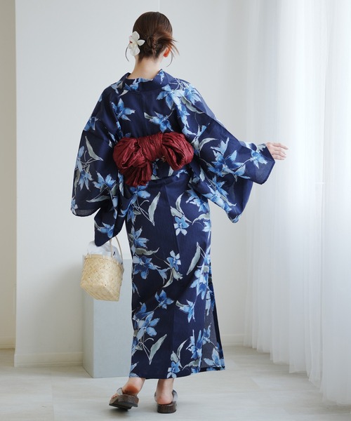 utatane ウタタネ　花柄浴衣・青帯セット utatane 浴衣 セット レディース フリーサイズ 浴衣3点セット