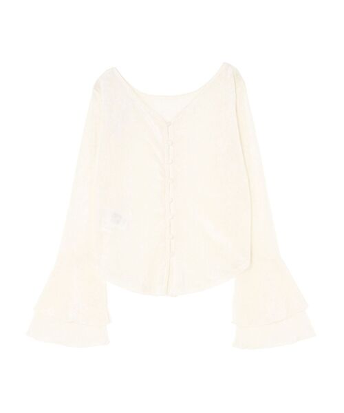 LAGUNAMOON（ラグナムーン）の「2WAYシアーメッシュベロアトップス（Tシャツ/カットソー・レディース・アイボリー/ブラック/グリーン/ブラウン・FREE）」の2枚目の写真