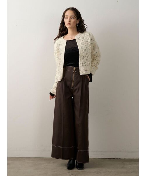 LAGUNAMOON（ラグナムーン）の「2WAYシアーメッシュベロアトップス（Tシャツ/カットソー・レディース・アイボリー/ブラック/グリーン/ブラウン・FREE）」の10枚目の写真