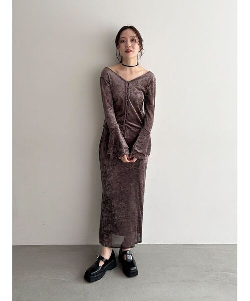 LAGUNAMOON（ラグナムーン）の「2WAYシアーメッシュベロアトップス（Tシャツ/カットソー・レディース・アイボリー/ブラック/グリーン/ブラウン・FREE）」の12枚目の写真