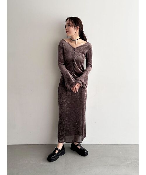 LAGUNAMOON（ラグナムーン）の「2WAYシアーメッシュベロアトップス（Tシャツ/カットソー・レディース・アイボリー/ブラック/グリーン/ブラウン・FREE）」の13枚目の写真