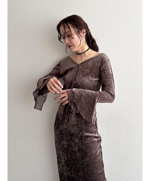 LAGUNAMOON（ラグナムーン）の「2WAYシアーメッシュベロアトップス（Tシャツ/カットソー・レディース・アイボリー/ブラック/グリーン/ブラウン・FREE）」の15枚目の写真