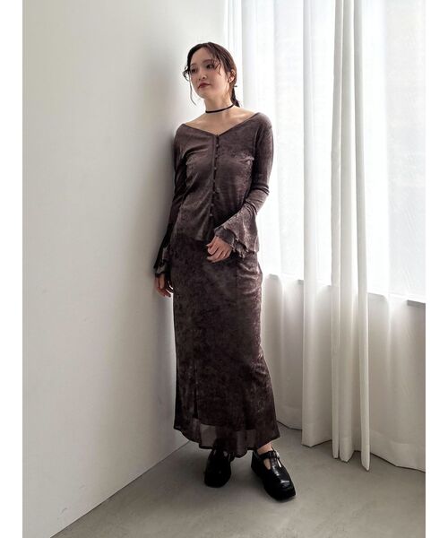 LAGUNAMOON（ラグナムーン）の「2WAYシアーメッシュベロアトップス（Tシャツ/カットソー・レディース・アイボリー/ブラック/グリーン/ブラウン・FREE）」の16枚目の写真