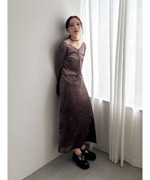 LAGUNAMOON（ラグナムーン）の「2WAYシアーメッシュベロアトップス（Tシャツ/カットソー・レディース・アイボリー/ブラック/グリーン/ブラウン・FREE）」の17枚目の写真