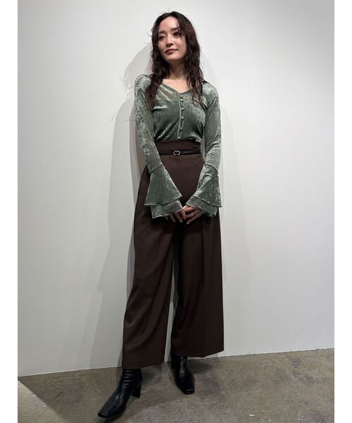 LAGUNAMOON（ラグナムーン）の「2WAYシアーメッシュベロアトップス（Tシャツ/カットソー・レディース・アイボリー/ブラック/グリーン/ブラウン・FREE）」の21枚目の写真