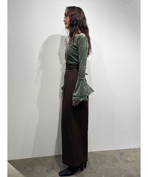 LAGUNAMOON（ラグナムーン）の「2WAYシアーメッシュベロアトップス（Tシャツ/カットソー・レディース・アイボリー/ブラック/グリーン/ブラウン・FREE）」の22枚目の写真