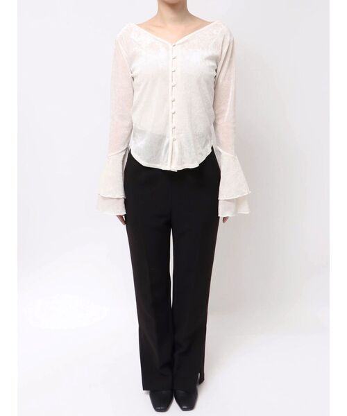 セール】2WAYシアーメッシュベロアトップス（Tシャツ/カットソー