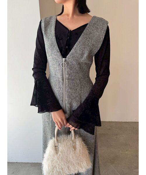 the toe Ermou Back Open Top ベロアトップス　ブラック the toe Ermou Back Open Top ベロアトップス ブラック Ermou Back