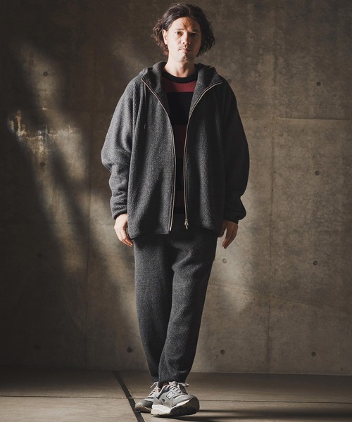 GLIMCLAP（グリムクラップ）の「mn3139-Mid-gauge crewneck  border sweater-Distressed for a vintage look- クルーネックニット（ニット/セーター・メンズ・ブルー系その他/ブラック×ホワイト/ブラック×レッド/グレー系その他・S/M/L）」の14枚目の写真